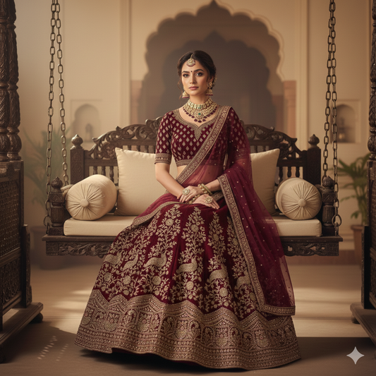 Modern Maroon Lehenga