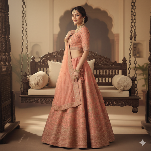 Stylish Peach Lehenga
