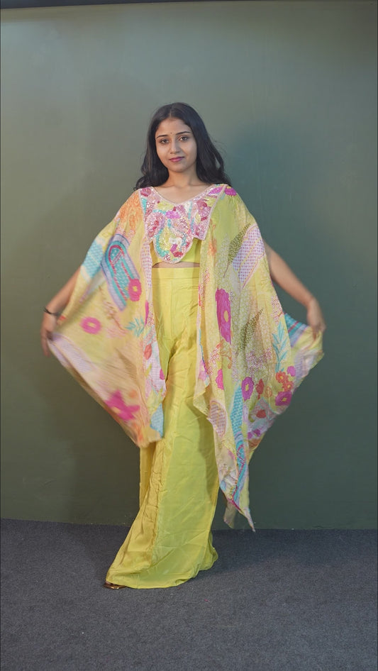 Sunlit Amber Indo-Western 3-Piece Ensemble