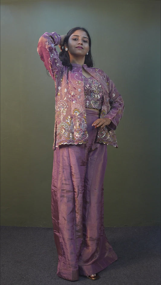 Onion Bloom Indo-Western 3-Piece Ensemble