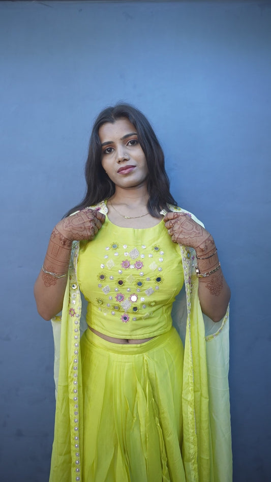 Yellow & Peach Indo-Western 3-Piece Set