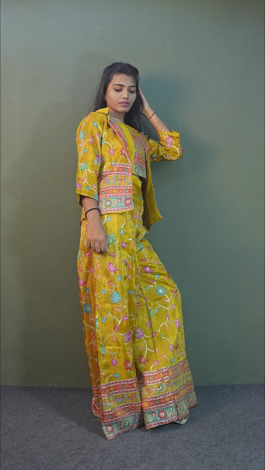 Golden Radiance Indo-Western 3-Piece Ensemble